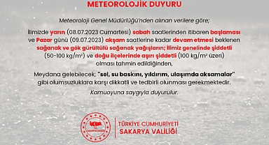Sakarya Valiliği'nden uyarı !
